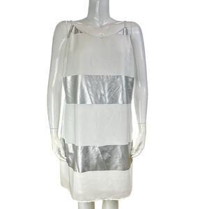Lane Bryant Metallic Stripe Cami Dress Silver White Size 16